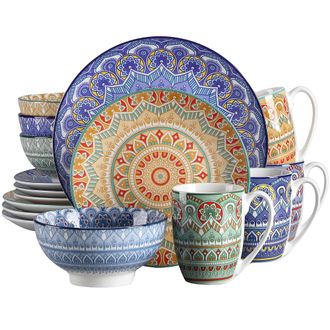 OEM Juego De Vajilla De Cer&aacute;mica Con Estampado De Mandala Bohemio, Disponible En Colores Surtidos Y Azul