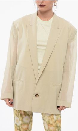Philosophy di Lorenzo Serafini Single Breasted Wool Blazer With Sheer Sleeves size 40