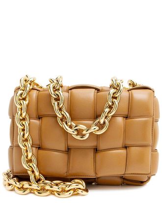 Bottega Veneta Brown Lambskin Cassette Chain Maxi Shoulder Bag (Authentic Pre- Loved)