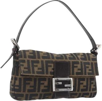Fendi Pre-owned Vintage Zucca Schoudertas - Dames - Vintage Schoudertas - Bruin - ONE Size - Leer - Vintage