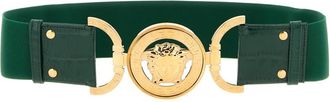 Versace Green Medusa 95 Elastic Textured Belt