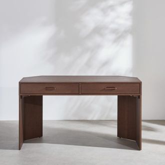 Maisons du monde Escritorio de 140 cm de chapa de roble con 2 cajones