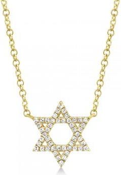 Allurez Diamond Star of David Pendant Necklace 14k Yellow Gold (0.11ct)