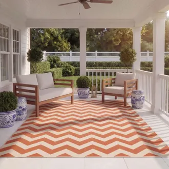 Safavieh Alfombra chevron de polipropileno naranja/beige, 79 x 152 cm