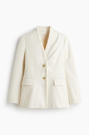 H&M Frayed Blazer in White at Nordstrom, Size Medium