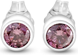 Pompeii3 1/2Ct TW Pink Diamond Bezel Studs 14k White Gold