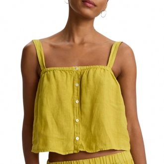 Velvet Quin Linen Top In Dandelion