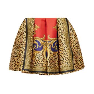 Versace Short Skirts, female, Multicolor, S, Barocco Pleated Skirt