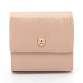 Chanel Beige Leather Wallet (Tri-Fold) (Pre-Owned)
