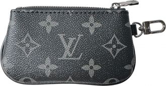 Louis Vuitton Black Gray Leather Coin Purse/Coin Case (Pre-Owned)