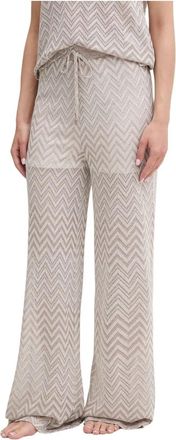Liu Jo Broek met trekkoord - Dames - Wijde Broeken - Beige - XS - Polyester - Broeken