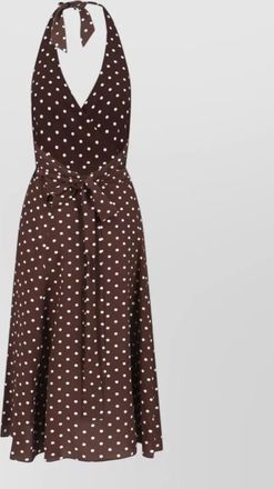 Parosh halter neck tie waist midi dress