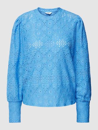 Object Longsleeve mit Lochmuster in Blau, Gr&ouml;&szlig;e XS