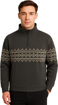 Generic Mens Premium Quarter Zip Sweatshirt - Long Sleeve Pullover Cotton Blend Jumper Sizes S-3XL (UK, Alpha, XL, Regular, Regular, Forest-grey/Light-grey)