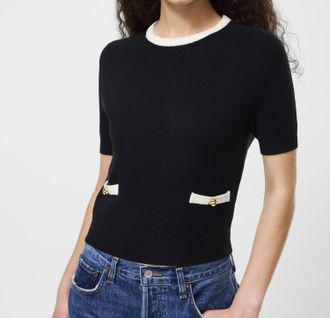 French Connection Babysoft Short Sleeve Top In Black