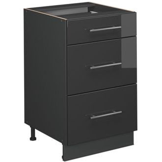 Vicco Mueble Bajo De Cocina Fame-line, Antracita Alto Brillo, 50 Cm Sin Encimera, Vicco