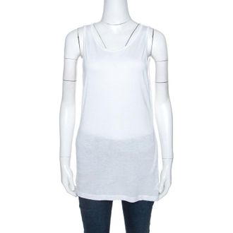 M Missoni White Jersey Sleeveless Tank Top