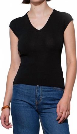 Greylin Natalie Deep V-Neck Knit Top In Black