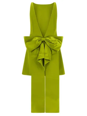 Self Portrait Sculptural Bow Maxi Dress - Lime