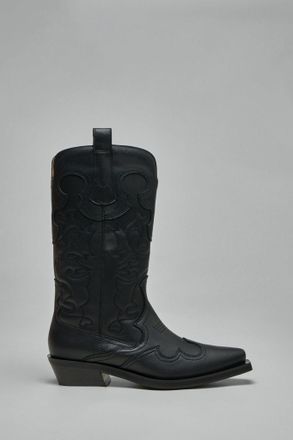Ganni Mid Shaft Embroidered Western Boots