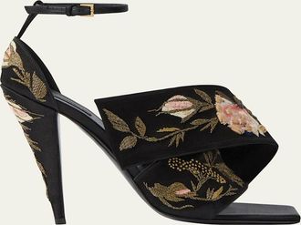 Givenchy Floral Embroidered Twisted Rib Sandals