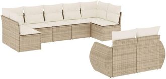 vidaXL Set De Sof&aacute;s De Jard&iacute;n 9 Pzas Con Cojines Rat&aacute;n Sint&eacute;tico Beige Vidaxl