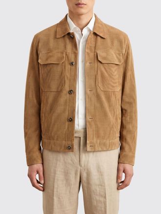 HUGO BOSS Overshirt in pelle scamosciata