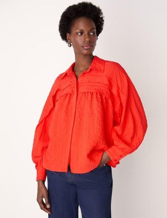Whistles Textured Frill Detail Blouse at Nordstrom, Size 14