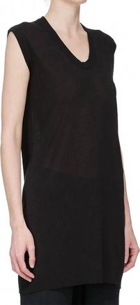 Rick Owens Sleeveless Soft V Neck Top In Black