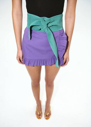 Mango Cintura fusciacca crosta di cuoio turchese - Donna - S - MANGO