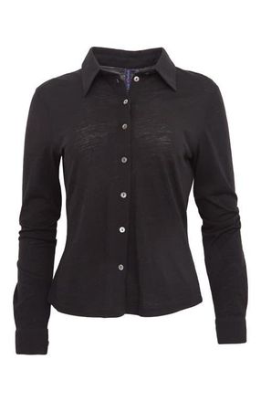 Lords of Harlech Scarlet Merino Wool Shirt in Black at Nordstrom, Size Xx-Large