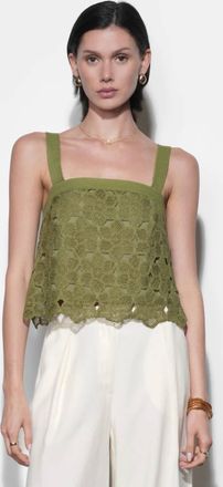 Greylin Kandace Crochet Lace Sleeveless Top In Olive