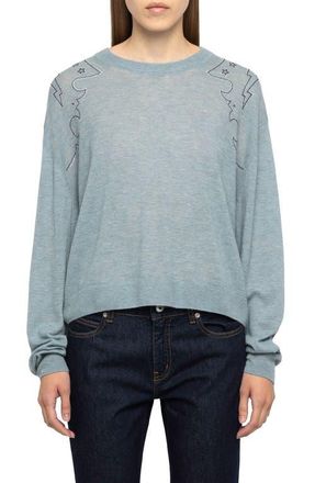 Zadig&Voltaire Swapy Sequin Embellished Cashmere Sweater in Frozen at Nordstrom, Size Xx-Small