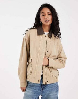 Levi's giacca western Winnie dad con colletto a contrasto beige-Blu