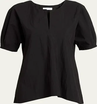 Proenza Schouler Tia Puff-Sleeve Parachute Cotton Blouse
