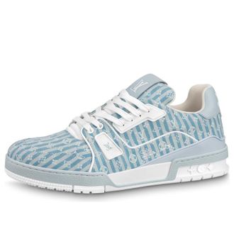 Louis Vuitton LV Trainer Sneakers Blue Stripes with Monogram 1ABG1N