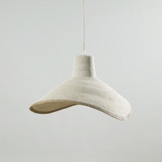 Maisons du monde L&aacute;mpara de techo c&oacute;nica de yute color crema con ribete marr&oacute;n