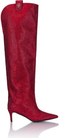Philipp Plein Low-Heel Overknee Boots Mixed Strass 6 Women in Red at Nordstrom, Size 37