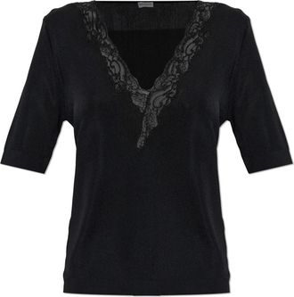 Balmain Top con ribete de encaje - Blouses & Shirts - Mujer - Negro - M