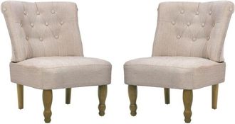 vidaXL Sillones de estilo francés 2 unidades tela color crema Vidaxl