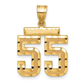 Diamond2Deal 14k Yellow Gold Medium Diamond-cut Number Charm Pendant