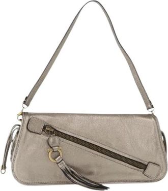 Ferragamo Pre-owned Shoulder Bags, female, Gray, Size: ONE SIZE Pre-owned Leather Shoulder Bag