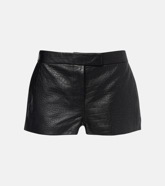 Alex Perry Croc-effect leather shorts