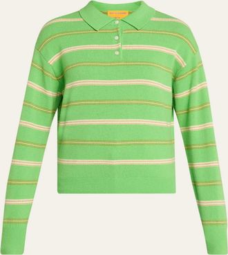 Guest In Residence Collegiate Striped Cashmere Polo