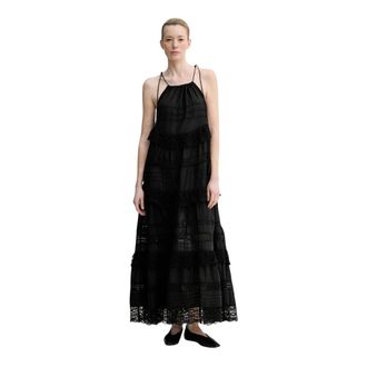 Munthe Fuenta Jurk - Dames - Maxi kleedjes - Zwart - XS - Katoen - Kleedjes