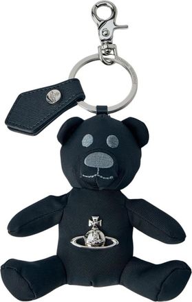 Vivienne Westwood Keyrings, male, Black, Size: ONE SIZE Bear Keychain with Logo Plaque