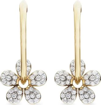 Phillips House 14kt geelgouden Forget-Me-Not oorbellen met diamant