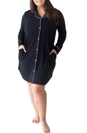 Kindred Bravely Clea Long Sleeve Sleep Shirt in Black at Nordstrom, Size X-Large