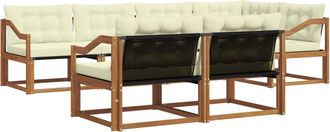 vidaXL Conjunto De Sof&aacute;s De Exterior 7 Uds. Natural Y Crema Vidaxl