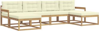 vidaXL Conjunto De Sof&aacute;s De Exterior 6 Uds. Blanco Y Crema Vidaxl